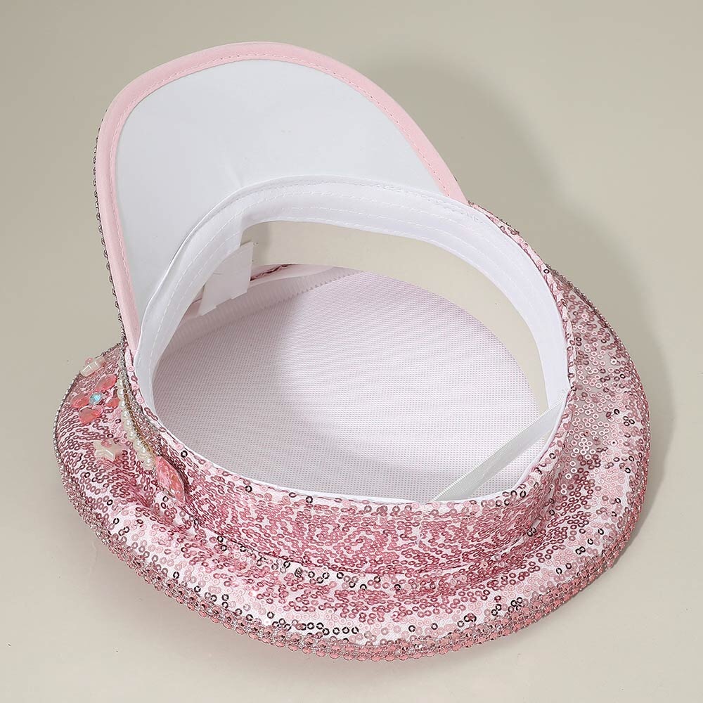 Pink & White Pearl Bride Rhinestone Studded Captain Hat - Picture 4 of 4